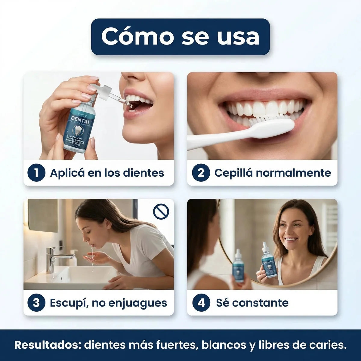 Cómo se usa Dental®: dos gotas sobre el cepillo